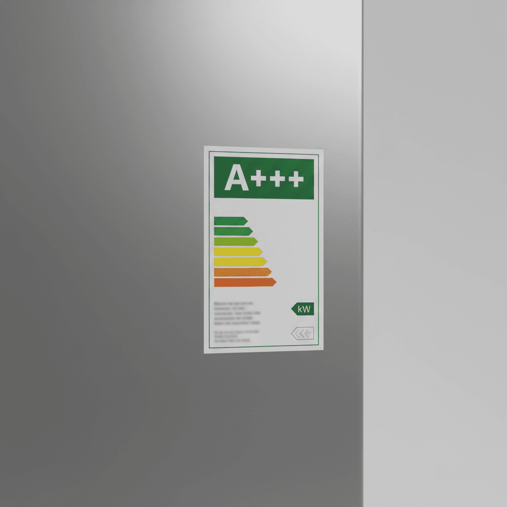 Energy efficiency label on heat pump unit