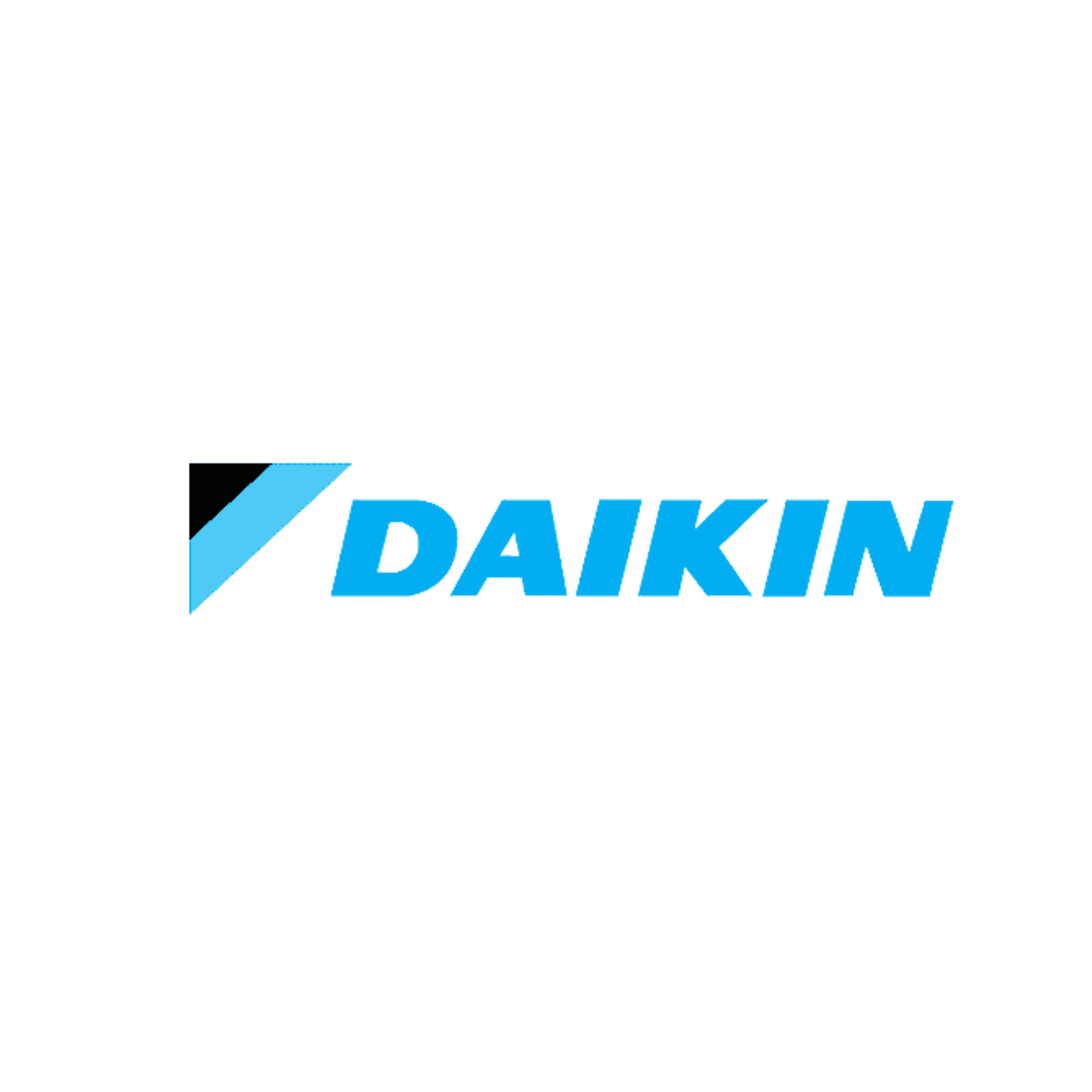 Daikin logo featuring a blue and black geometric icon next to blue capital letters.